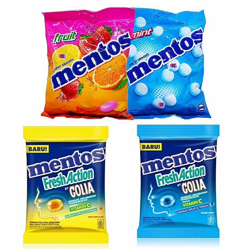 

permen Mentos kemasan sak isi 50 butir 135g