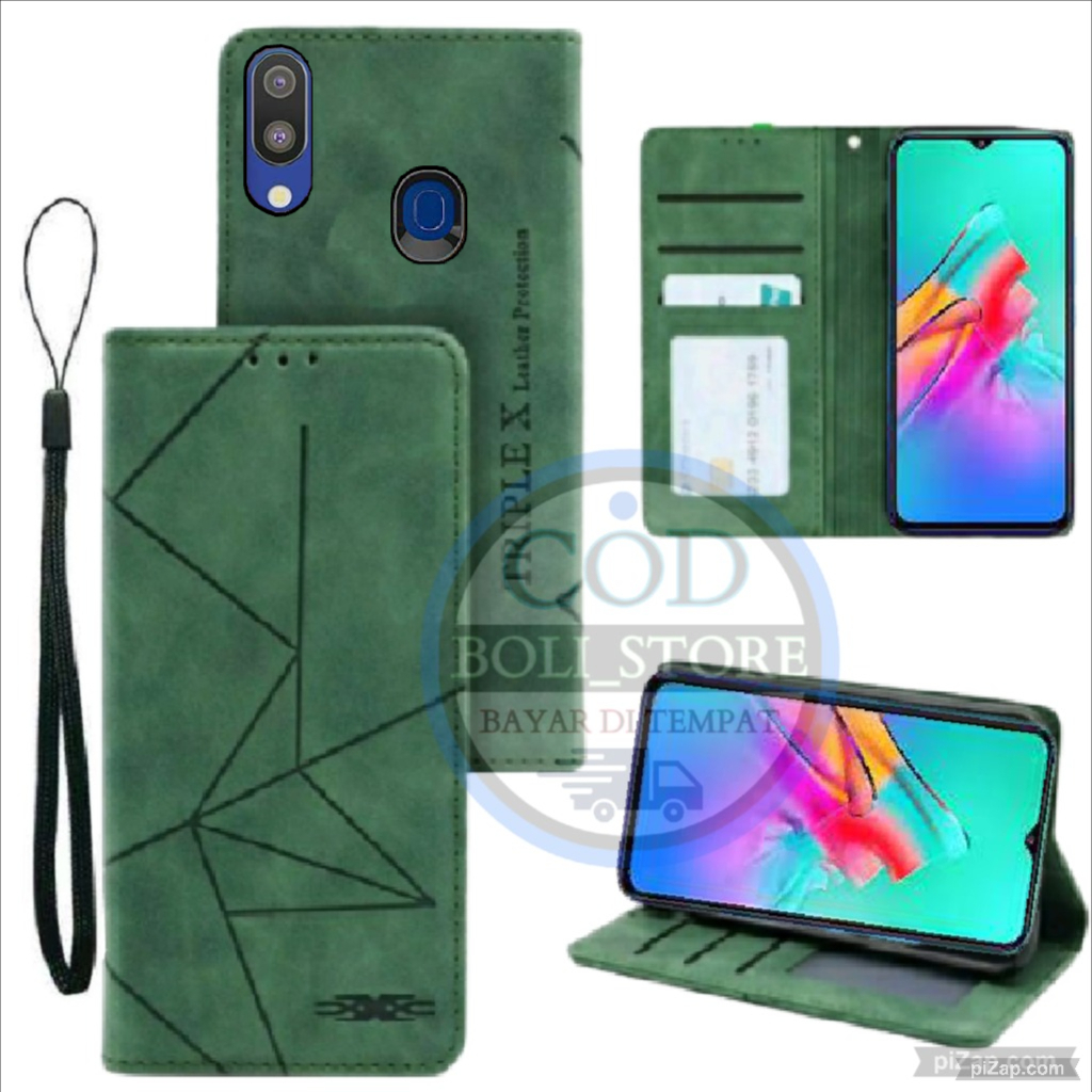 CASE HP SAMSUNG M20 Flip Motif Dompet Casing HP Flip Motif Wallet Leather SAMSUNG M20