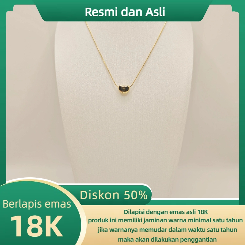 Kalung Berlapis Emas Asli 18K Resmi Berlapis Emas Pria Wanita Liontin Anti Luntur Anti Alergi