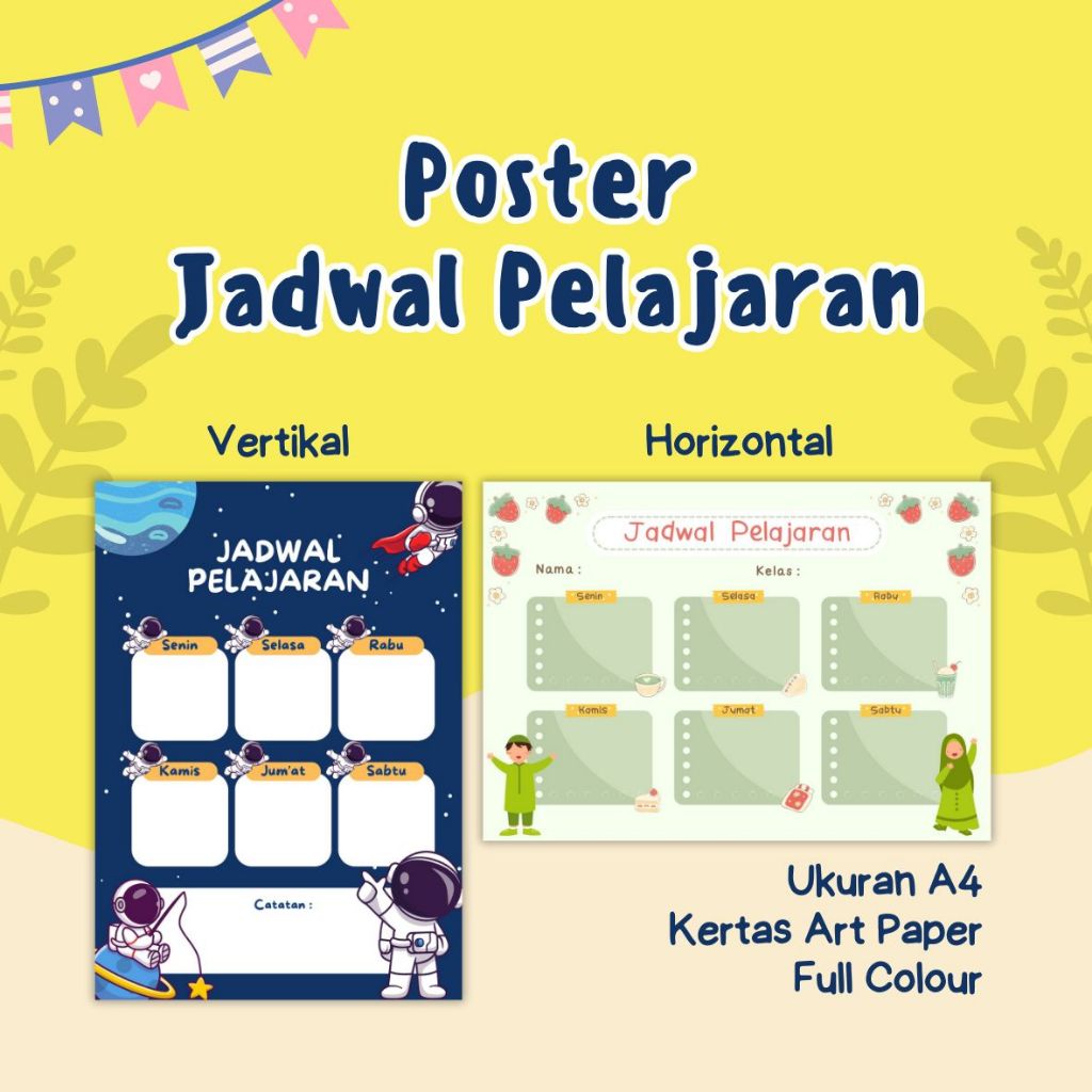 

Poster Jadwal Pelajaran Ukuran A4 Berwarna