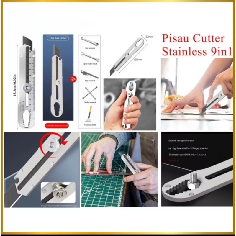 

Pisau Cutter Pemotong Multifungsi Antikarat 9 In 1