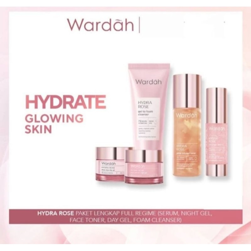 WARDAH Hydra Rose Series Indonesia / Gel To Foam Cleanser Petal Infused Toner Micro Gel Serum / Mois