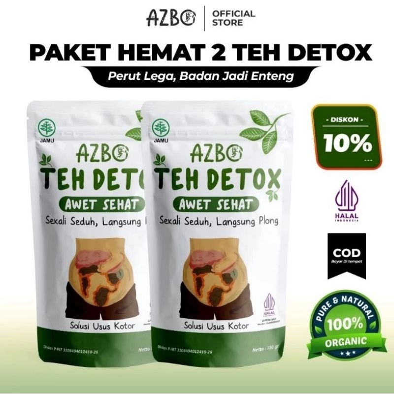 TEH AZBO ORIGINAL, teh azbo detox,membantu membersihkan usus kotor, teh herbal