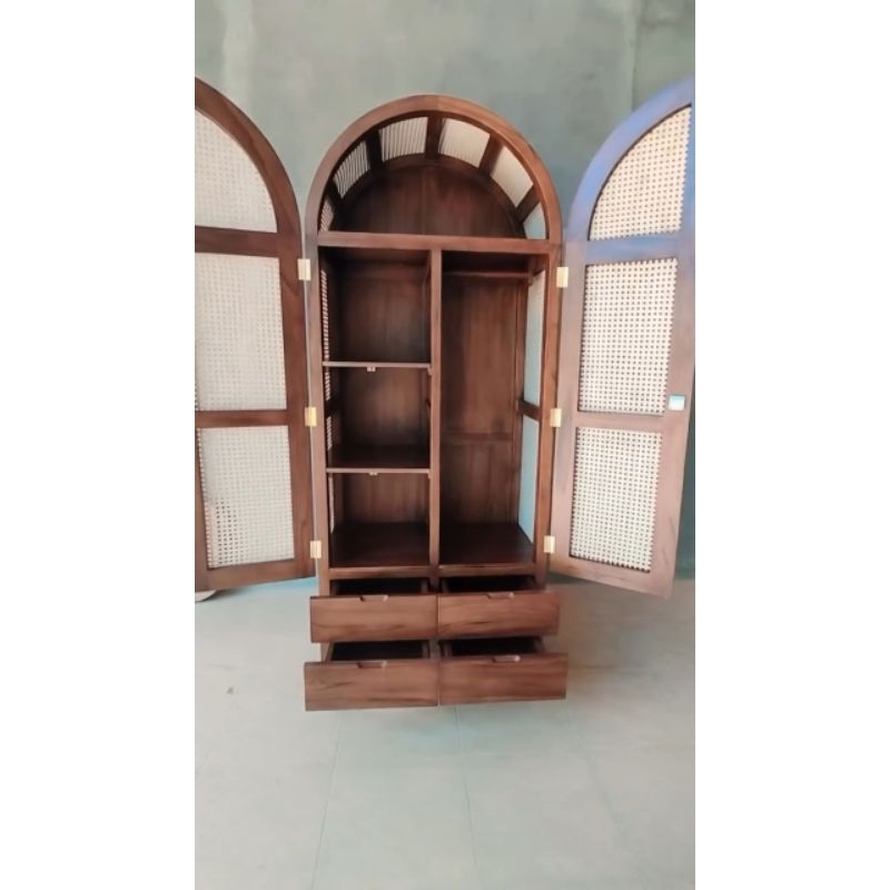 lemari baju model retro jati solid, lemari minimalis jati retro