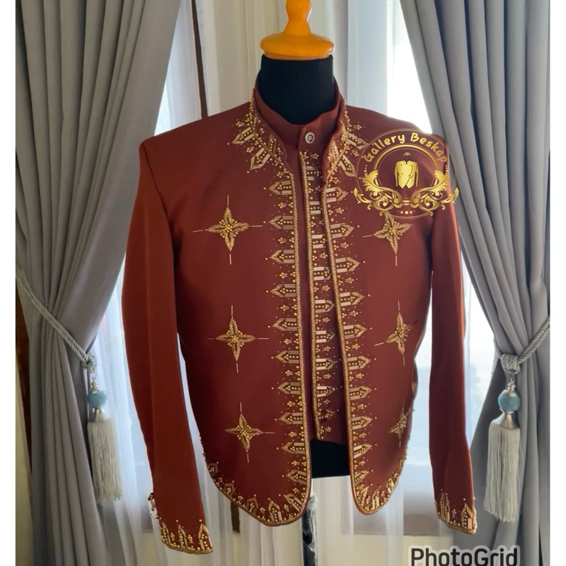 Beskap pengantin solo premium/ beskap jawa warna terakota