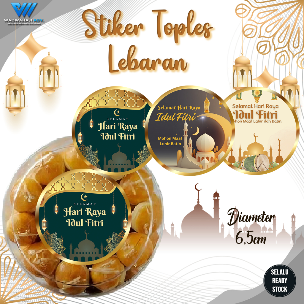 

Stiker kemasan Label Toples 28PCS idul Fitri Ukuran besar | Stiker cookies Bulat WadwahajiAdv