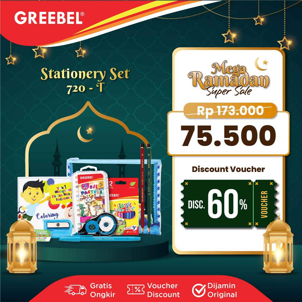 

GREEBEL Paket Alat Tulis Tempat Pensil / Stationery Set 720T / Bingkisan Hampers Ulang Tahun Anak Hadiah Lomba