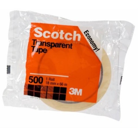 (Khusus BATAM) 3M 500 Scotch Transparent OPP Tape, 18mm x 66m | Isolasi / Lakban Bening