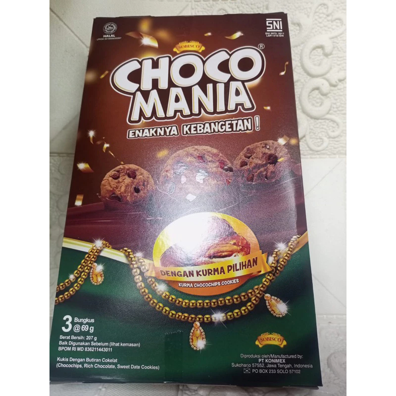 

Chocomania Kurma 207gr / Choco Mania Kurma Box Isi 3 / Choco Mania Kurma 207gr