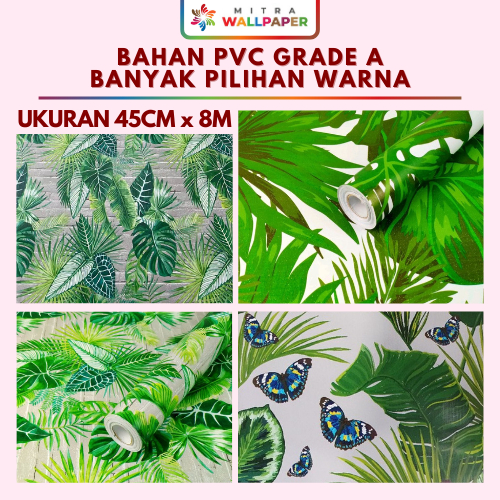 MITRA WALLPAPER - Wallpaper Dinding Ruang Tamu Motif Daun Wallpaper Dinding Ruang Tamu Daun Hijau Wa