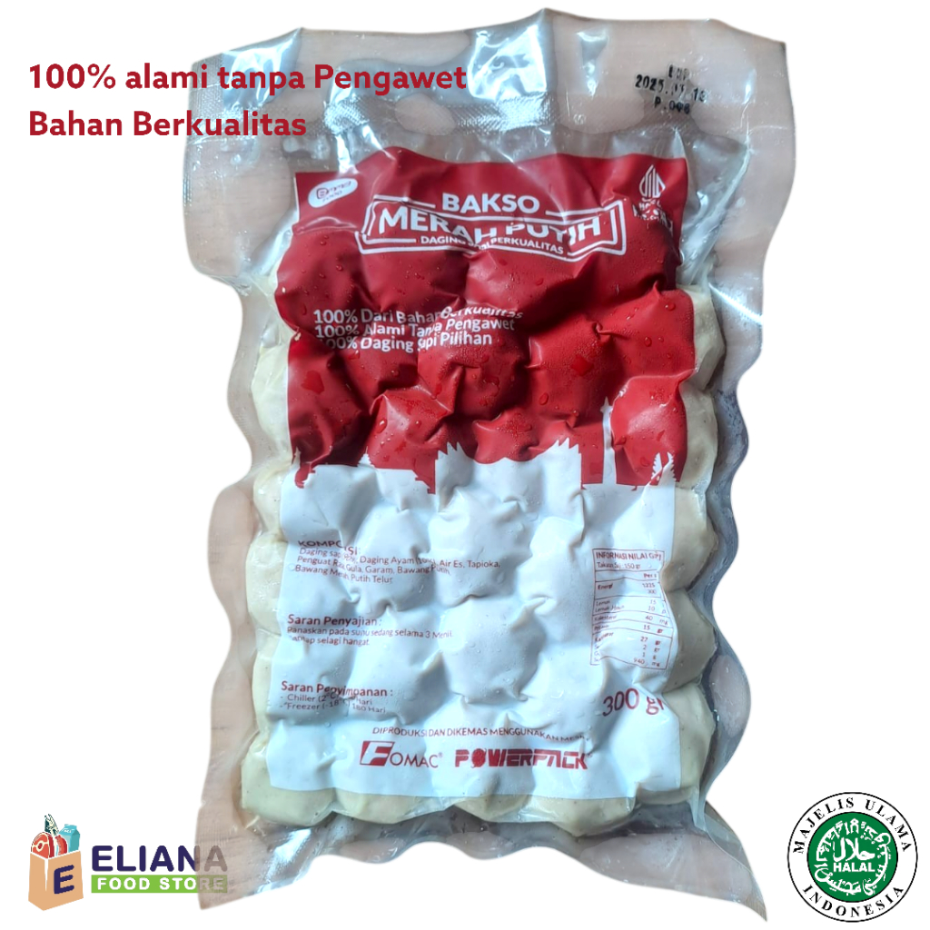 

BAKSO SAPI MERAH PUTIH 300 GR HALAL / BASO SAPI PREMIUM HALAL