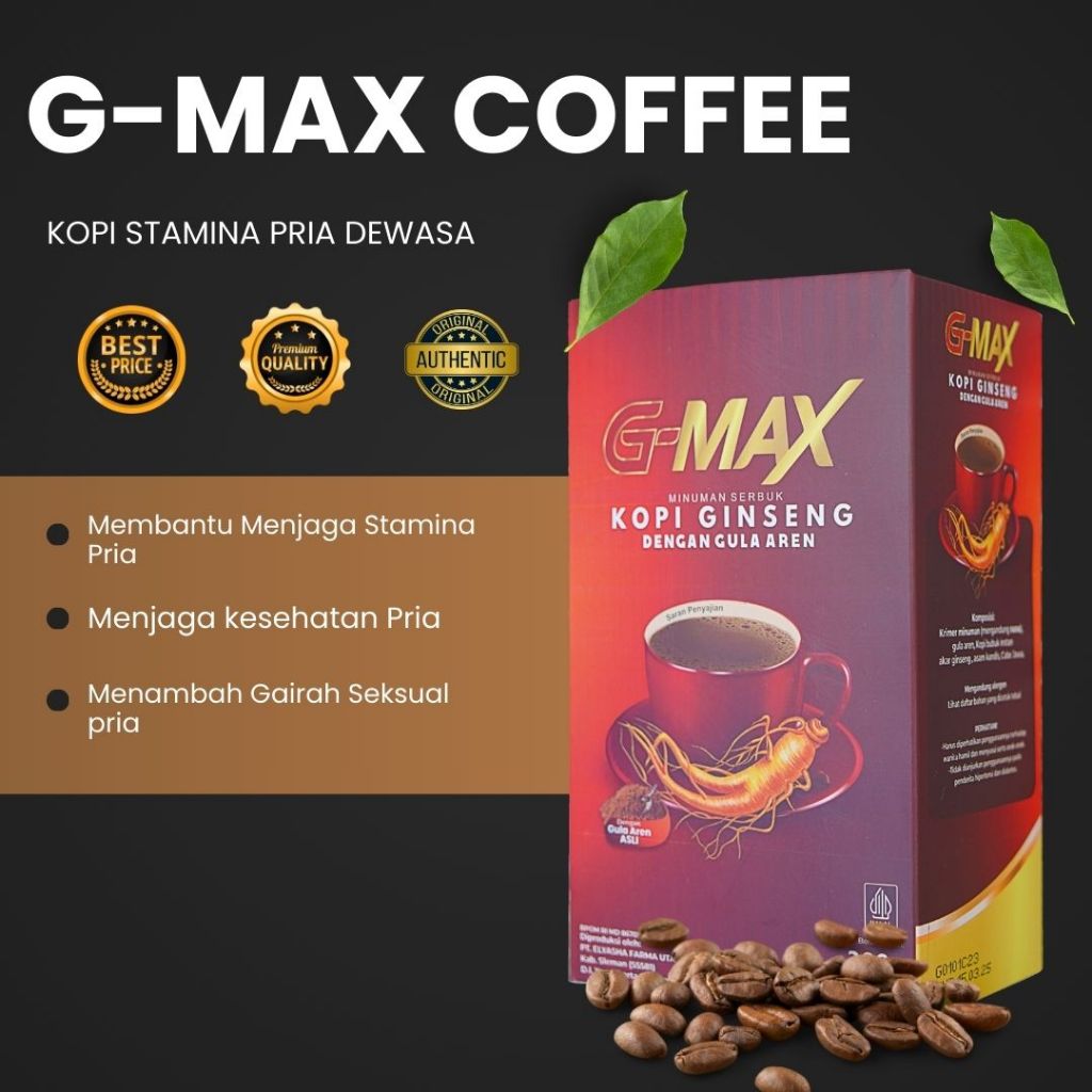 

Coffee GMAX Original Kopi Gingseng Stamina Tahan Lama Pria Extra Gula Aren Asli BPOM