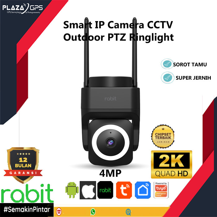RABIT SMART IP CCTV WIFI CAMERA OUTDOOR PTZ RINGLIGHT FULL HD KAMERA 4 MP