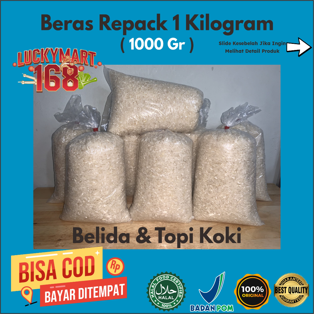 

Beras Belida / Topi Koki Grade A Repack (Eceran) 1Kg (1.000 Gr)