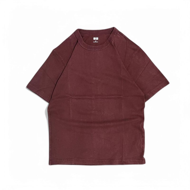 Kaos Uniqlo U Maroon | Uniqlo U Shirt Second Original