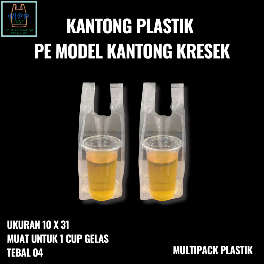KANTONG PLASTIK 1 CUP / KRESEK PE BENING Uk 10 x 31 UNTUK 1CUP ISI 50 LEMBAR