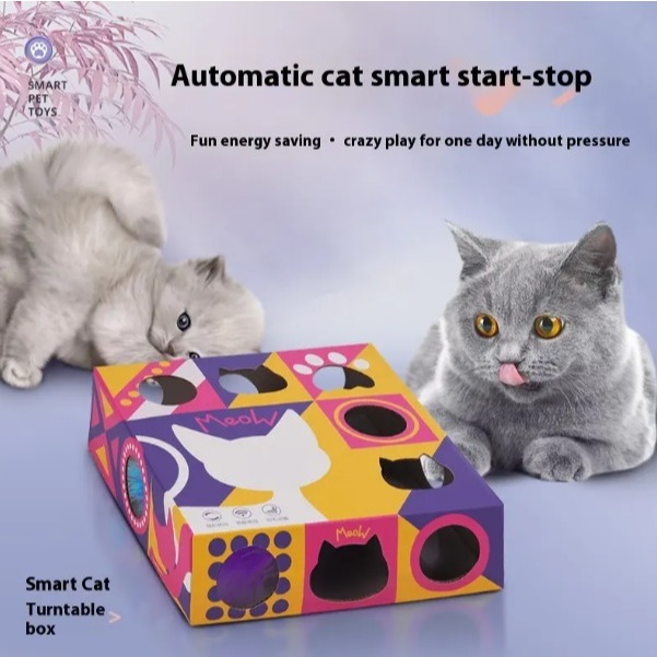 Smart Cat Turnable Box / Mainan Kotak Kucing Putar Otomatis / Mainan Kucing Interaktif / Mainan Kota
