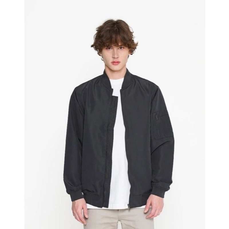 NEW bomber jaket erigo size XL grey / hitam original 100%