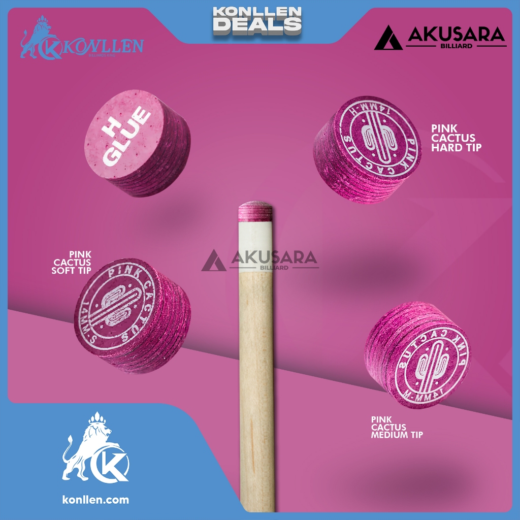 Tip Billiard Pink CACTUS Medium Konllen Cue Tip Billiard