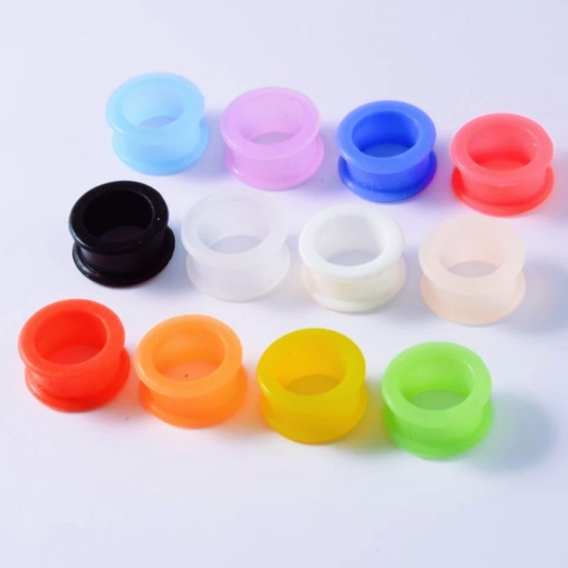 PIERCING TELINGA SILIKON WARNA / PIERCING EAR PLUG / PIERCING KARET / EAR PLUG KARET / PLONG KARET R