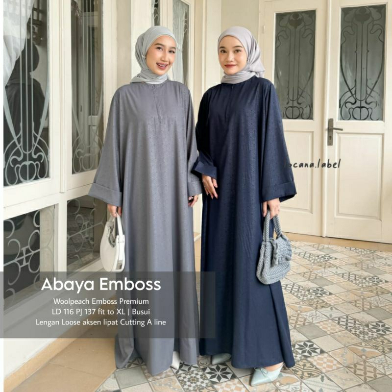 MOCA (READY STOCK) Azna Abaya Emboss Locana Label Loose Dress Muslim Wanita LCN Solo