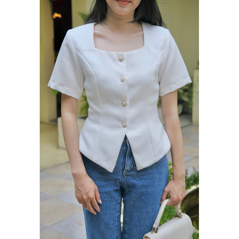 Goomi - Yujin Tweed Top / atasan wanita