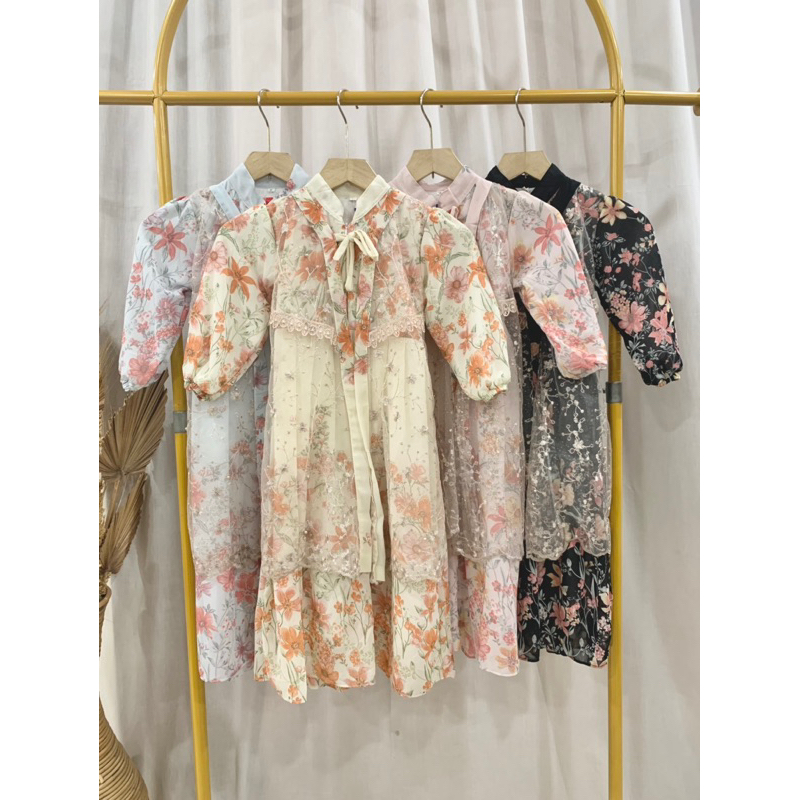 Gamis Sifon Bunga Anak Perempuan