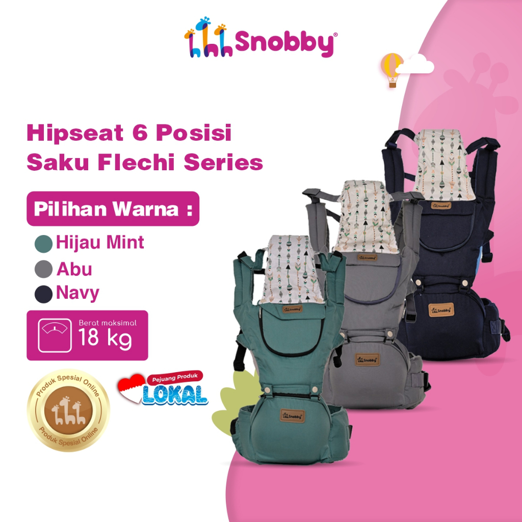 Snobby Gendongan Bayi Hipseat 6 Posisi + saku sirkulasi Flechi