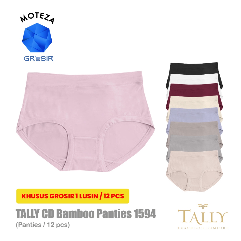 Grosir [6 pcs] [12 pcs] Tally CD 1594 - Celana Dalam Wanita Jumbo Big Size Maxi - Katun Bamboo Fit X