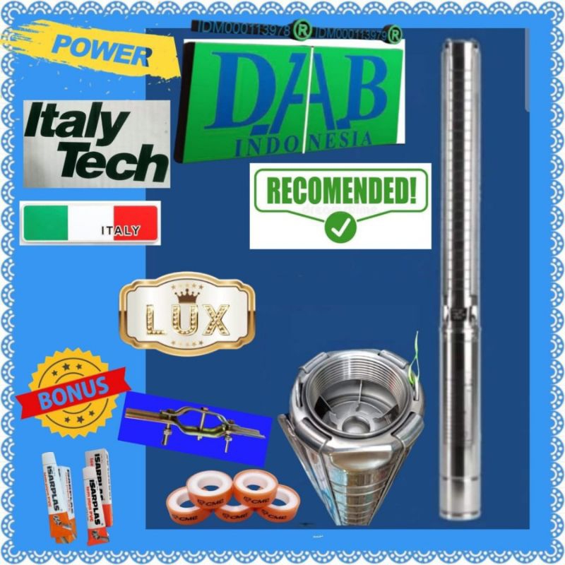 PROMO Pompa satelit STAINLESS 4" Italy 4SP8/15 3Hp 220v submersibel 4inch debit 8 kubik/jam sekelas 
