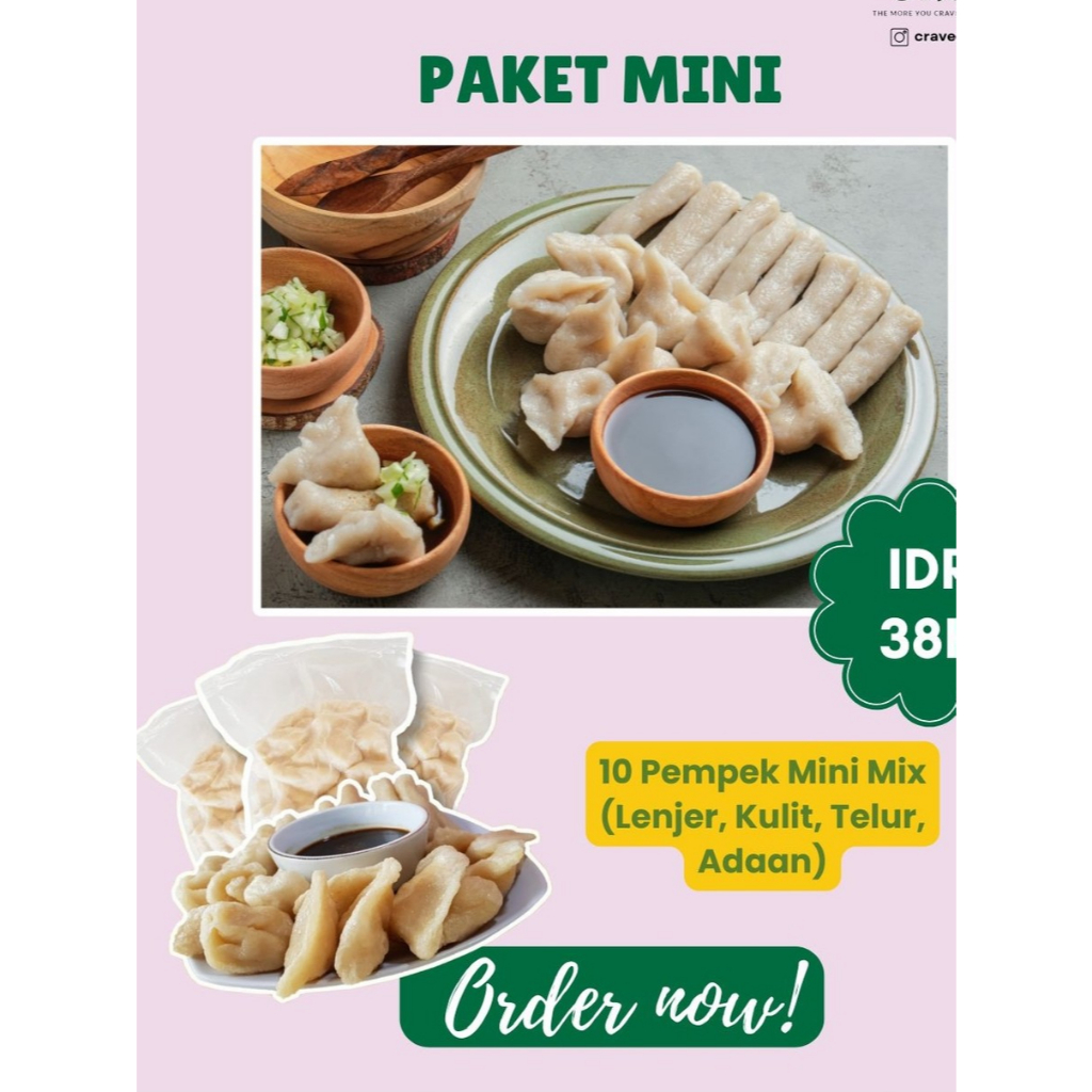 

Pempek Paket Mini (Mix Lenjer Adaan Telur Kulit 10 pcs) - 100% Ikan Tenggiri, Vakum Frozen