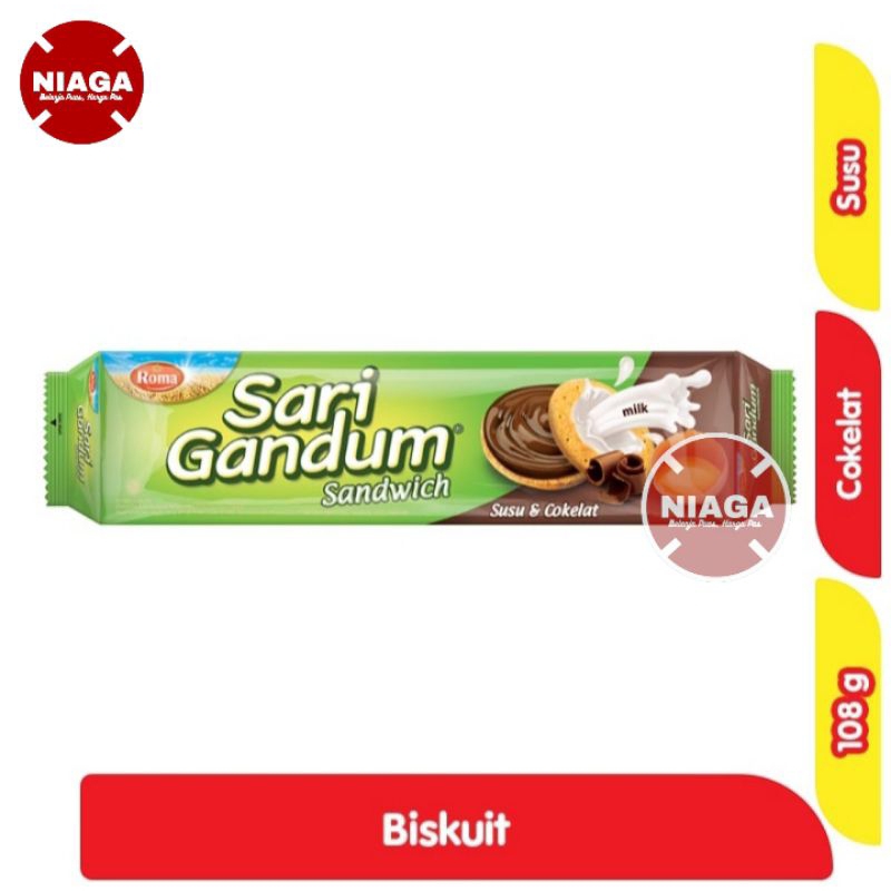 

Roma Sari Gandum Biskuit Sandwich Susu & Cokela 108 g