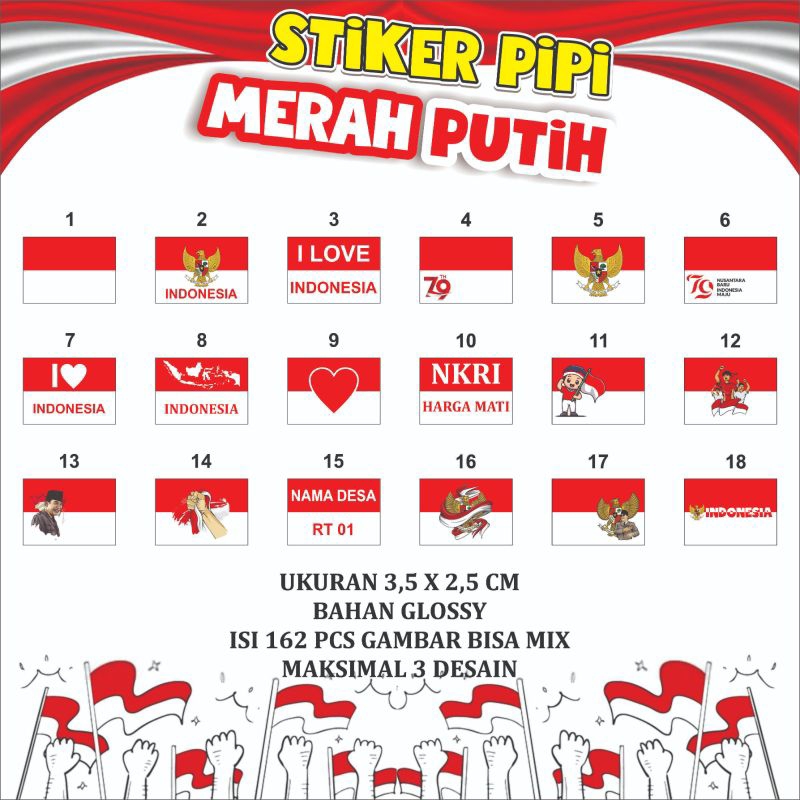 

STIKER PIPI BENDERA MERAH PUTIH MOTIF