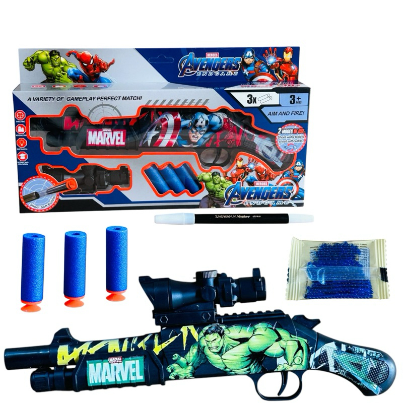 Mainan Senjata Pistol Busa Karakter Avenger / pistol kokang / Soft Bullet Gun