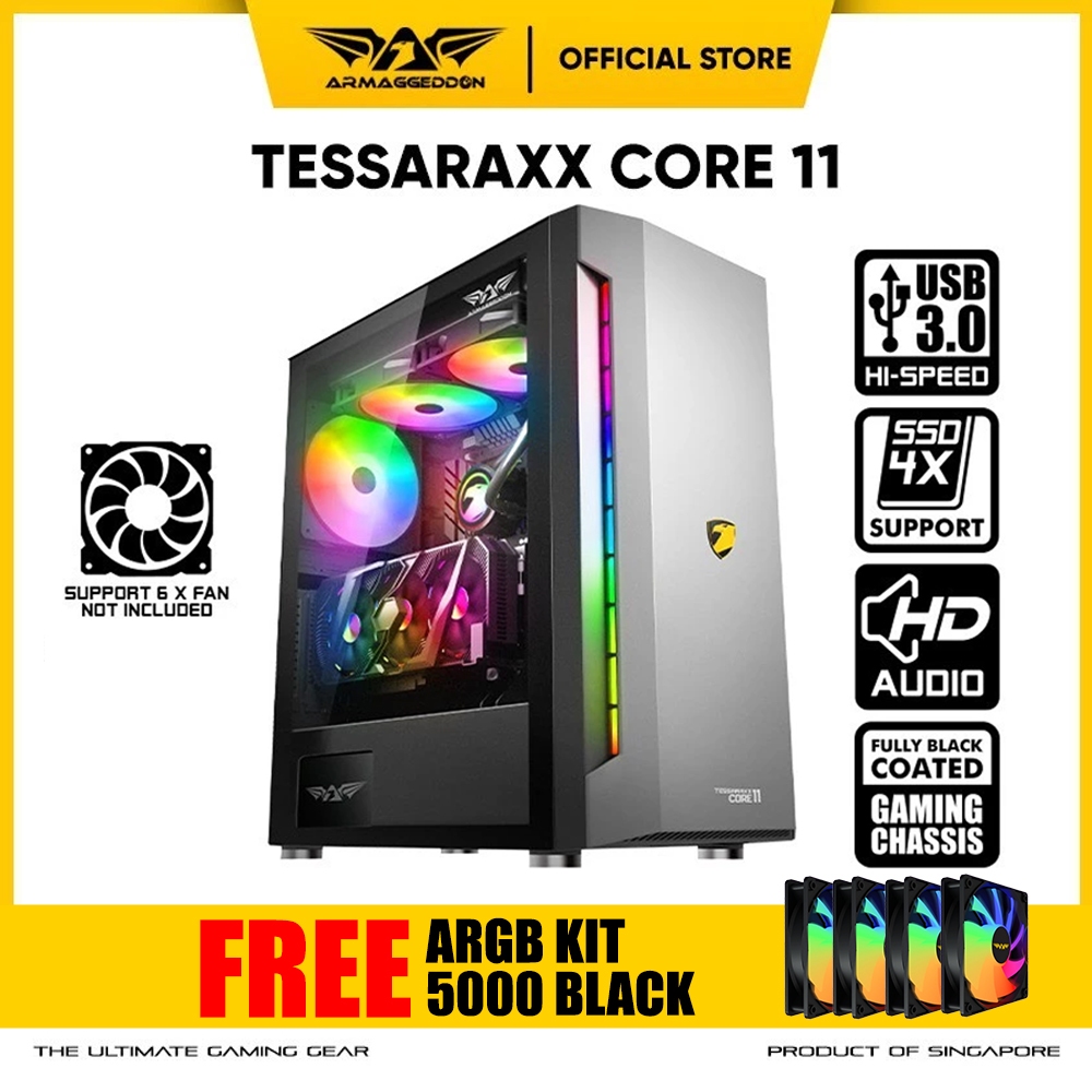 Armaggeddon-Tessaraxx Core 11 EATX Gaming PC Case with RGB Lightning Effect | Strong Compatibility