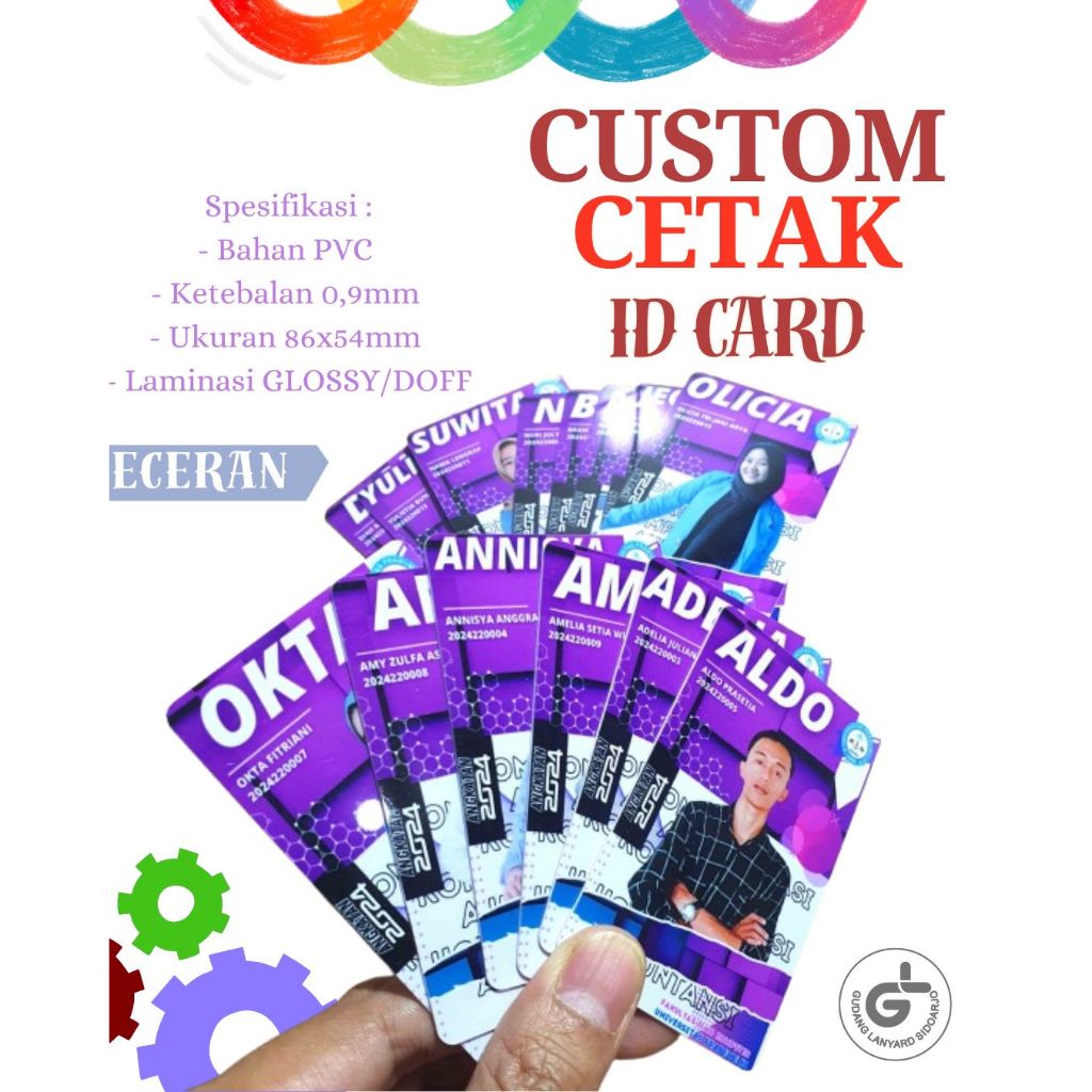 

kartu Id card standart kustom 1 sisi atau 2 sisi