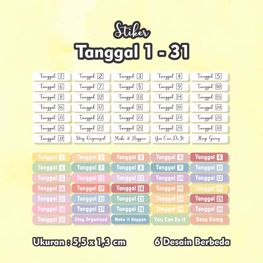 

36 pcs Stiker Cutting Diary Collection Tanggal Date
