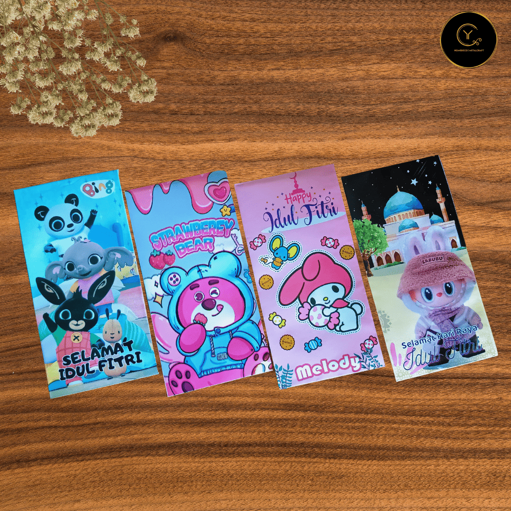 

Amplop Lebaran Panjang 10 Pcs - Angpau Full Colour Kartun - Yen