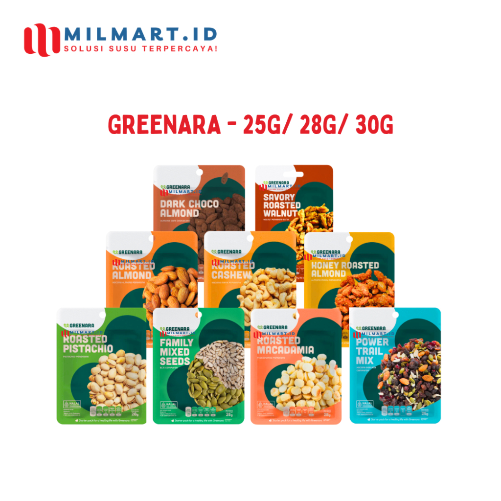 

GREENARA KACANG ROASTED ALMOND/CASHEW/PISTACHIO/WALNUT/MIXED NUTS/MACADAMIA/POWER TRAIL MIX