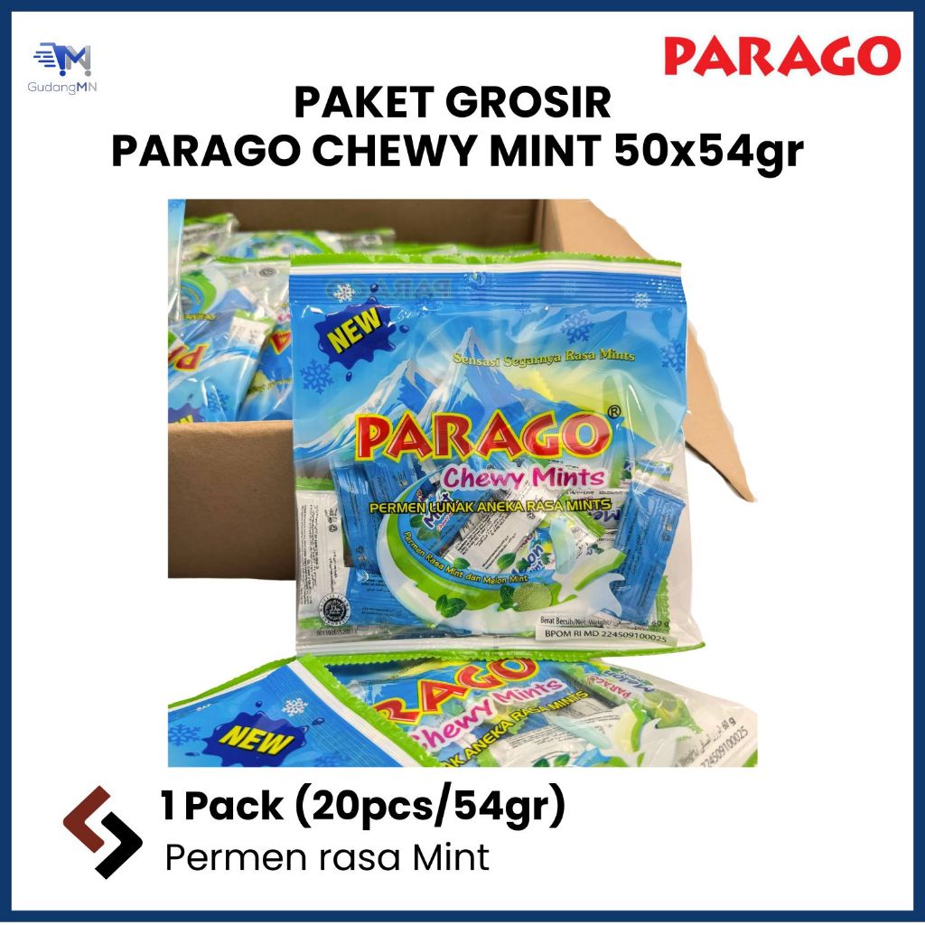 

[PAKET GROSIR 1 KARTON] PARAGO CHEWY MINT | PERMEN RASA MINT