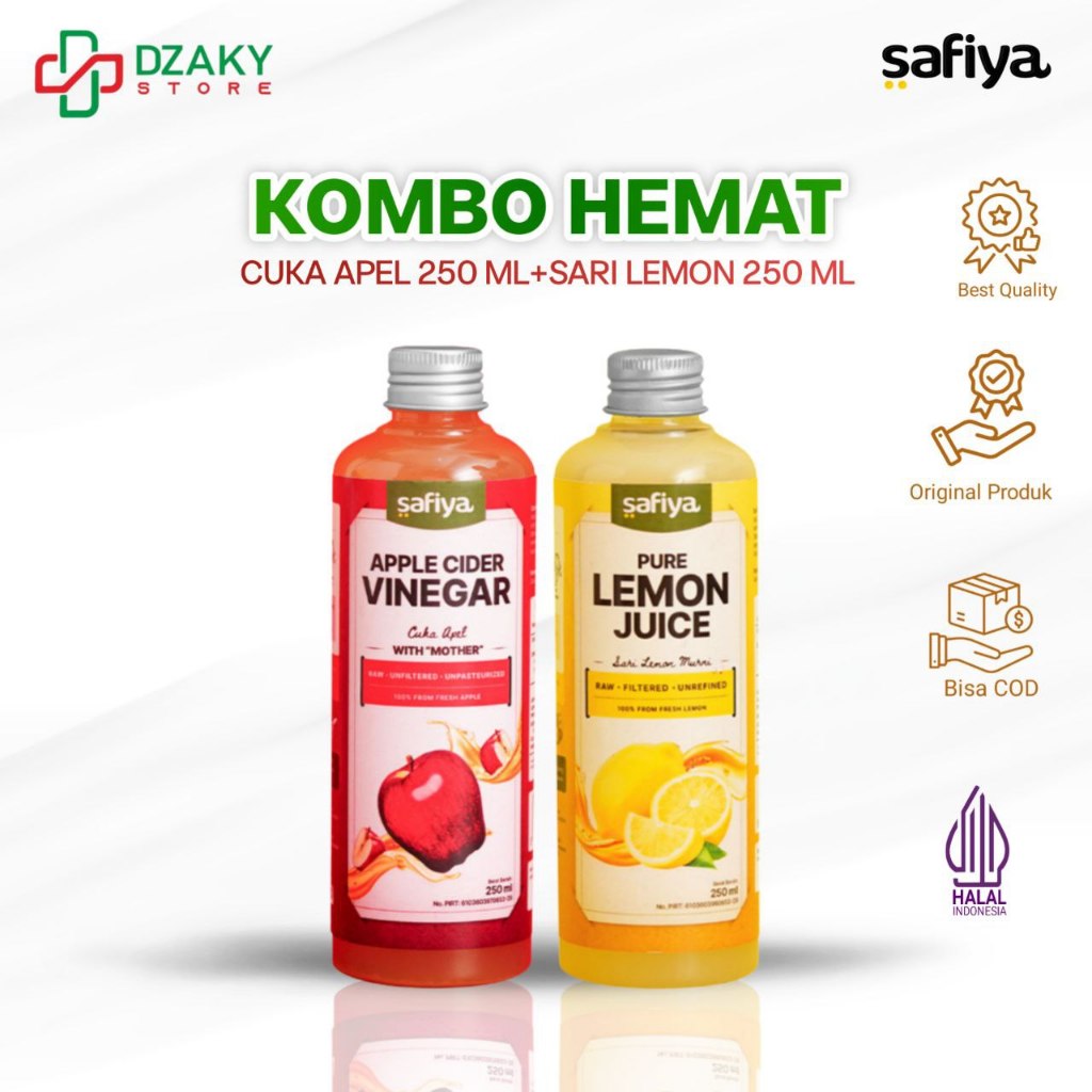 

Safiya Paket Cuka Apel 250 ML + Sari Lemon 250 ML Original Detox