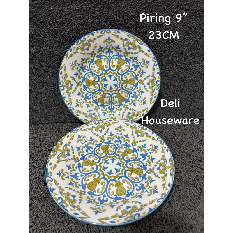 Piring Makan Keramik 9” / Piring Motif Cantik/ Piring Cantik