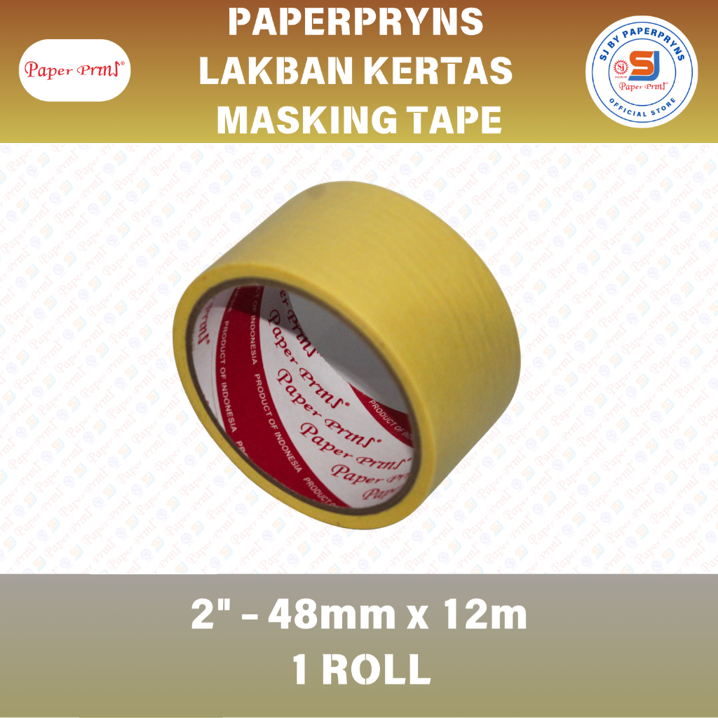 

PAPERPRYNS Lakban Kertas Masking Tape 2 Inci (48mm x 12m / 20m) - 1 ROLL
