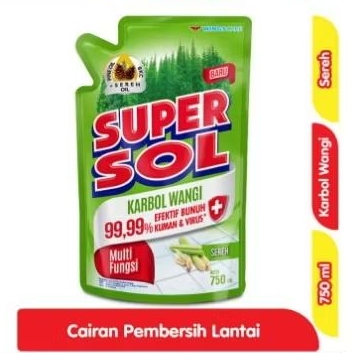 SUPERSOL KARBOL PEMBERSIH LANTAI SEREH REFILL 750 ML