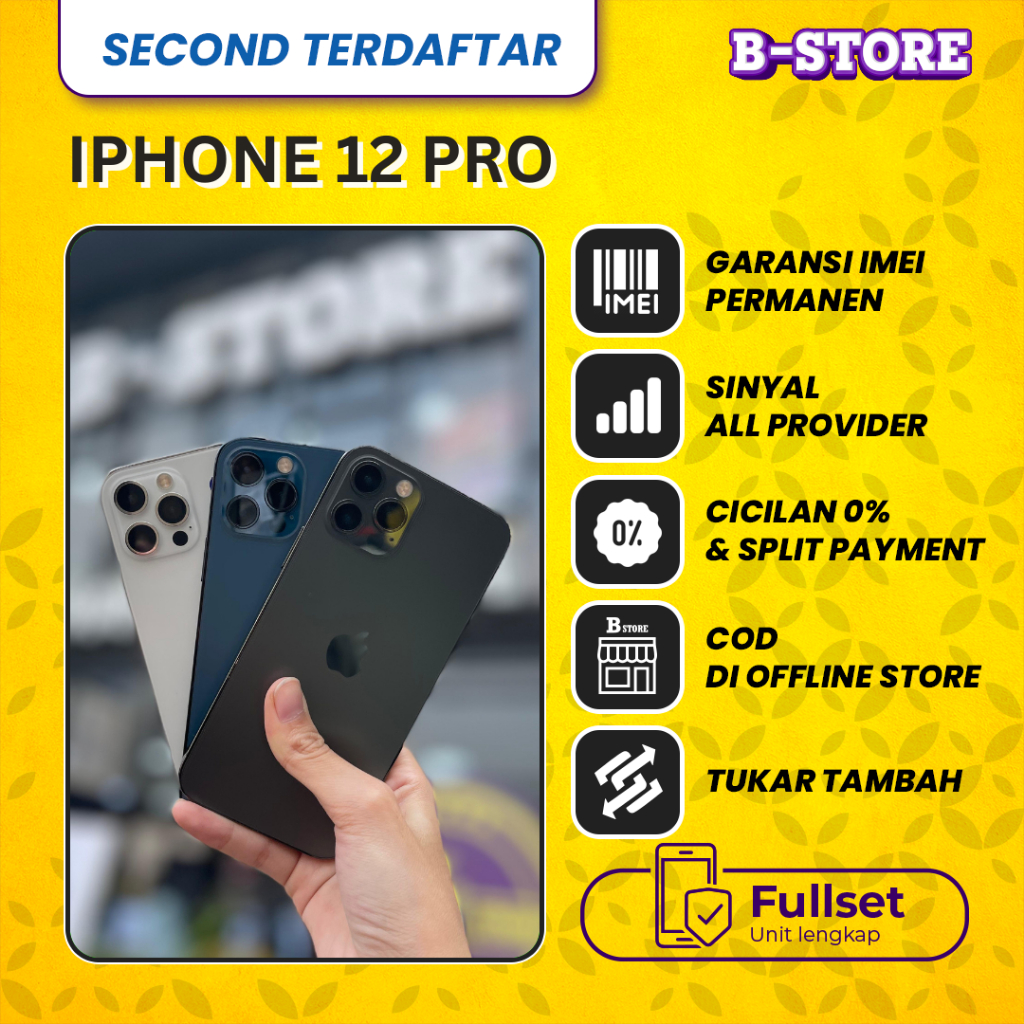 IP 12 PRO 256GB - Fullset Bergaransi - SECOND TERDAFTAR