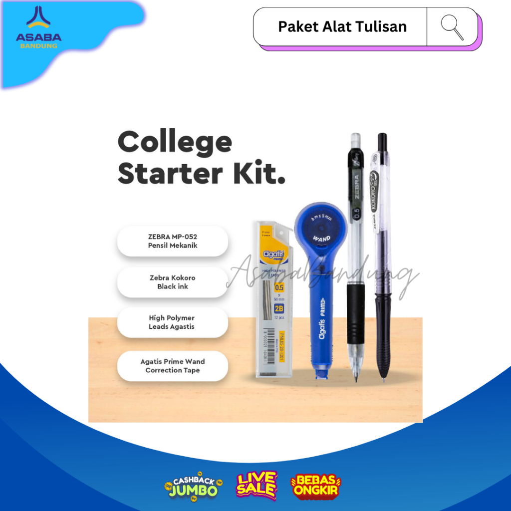 

Asaba Bandung - ZEBRA Kokoro - Zebra paket Alat Tulis - Paket alat Tulis Komplit - Alat tulis hemat