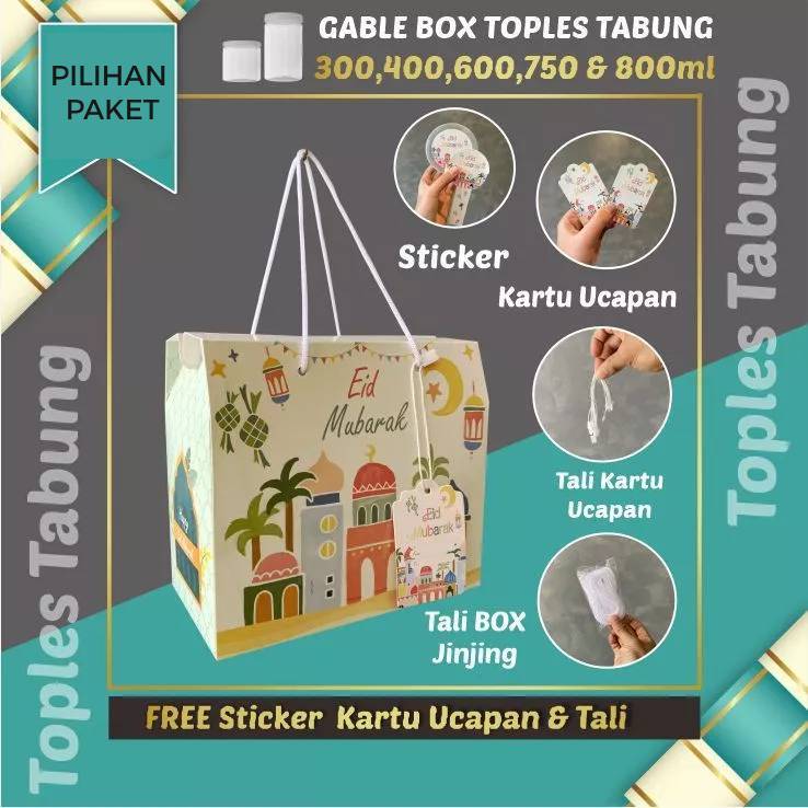 

Gable Box Bingkisan / Dus Paper bag / Kardus Kotak Hampers Lebaran idul Fitri Toples tabung kue kering ( 300ml, 400ml, muat isi 4 toples ), ( 500ml, 600ml, 750ml, 800ml, muat 2 toples )