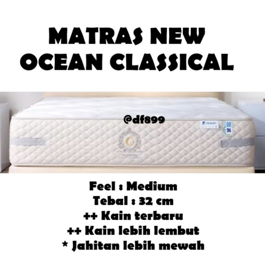 Matras Spring Bed Kasur New Ocean Spring Bed Tipe Classical Berkualitas Garansi 15 Tahun Per King Qu