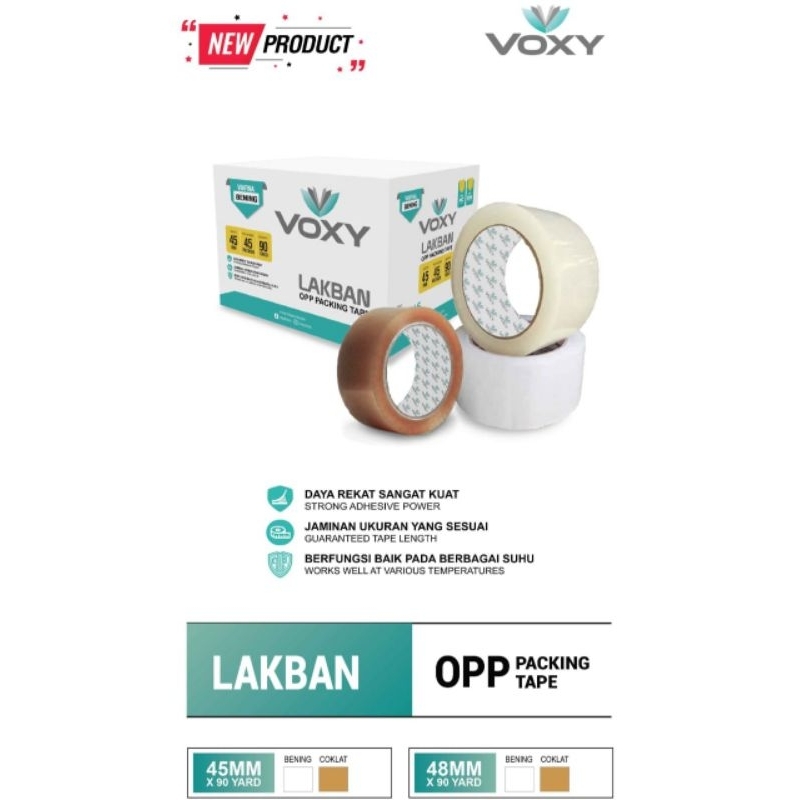 

lakban coklat/bening voxy 45mm x 90yard 1 roll isi 6 pcs