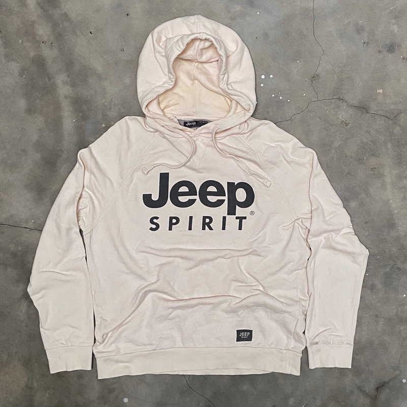 Preloved By Me - Jeep Spirit White Hoodie Jacket Jaket Putih Sport Casual Branded Second Bekas